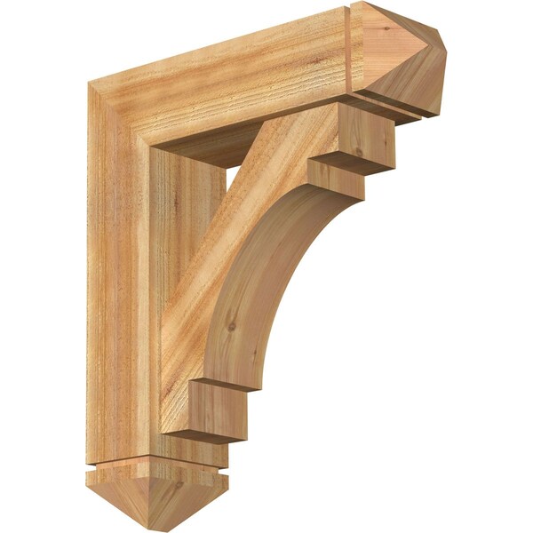 Ekena Millwork Merced Arts and Crafts Rough Sawn Bracket w/ Offset Brace, Western Red Cedar, 8"W x 28"D x 32"H BKT0806X28X32MRC03RWR - main
